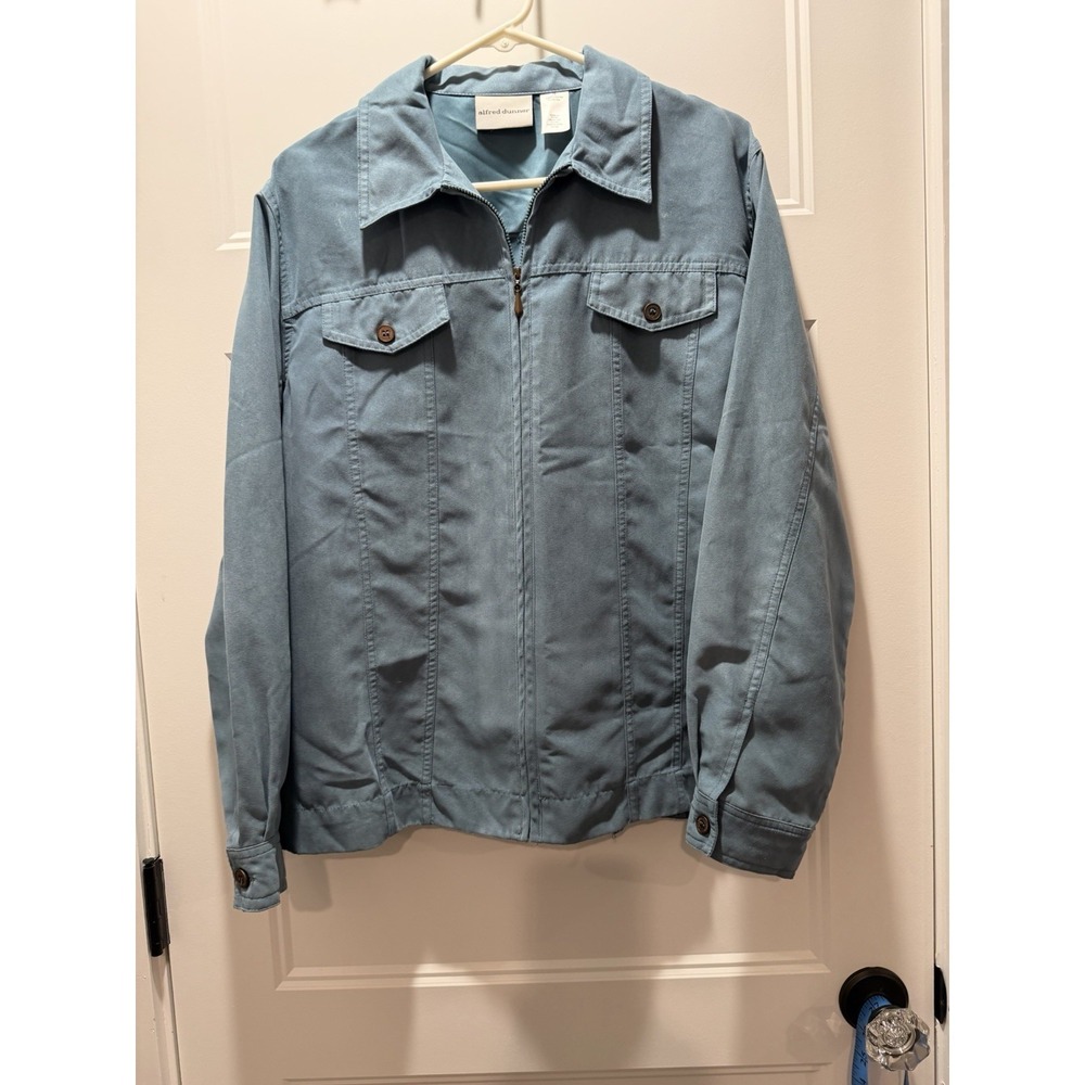 Alfred Dunner Womens 18W Teal Blue Lightweight Zip Up Casual Jacket